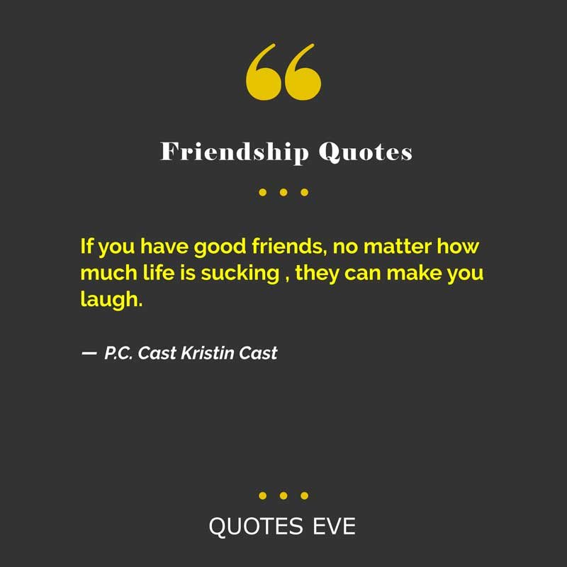 If you have good friends, no matter how much life is sucking , they can make you laugh.
― P.C. Cast Kristin Cast